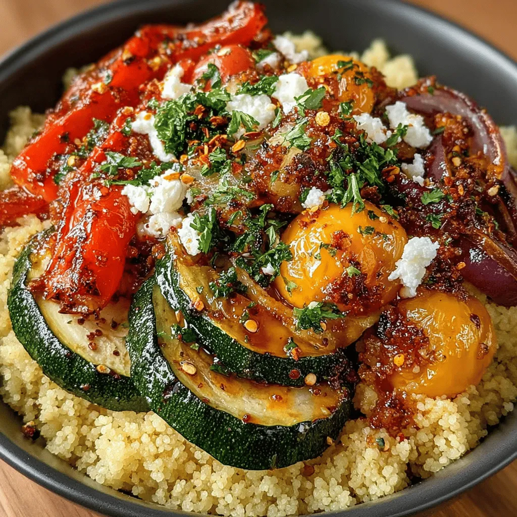 The Colorful Roasted Veggie Couscous Bowl with Feta is not just a dish; it's a vibrant celebration of flavors and nutrition. This visually appealing bowl combines beautifully roasted vegetables with fluffy couscous and tangy feta cheese, making it a feast for both the eyes and the palate. Perfect for lunch, dinner, or meal prep, this recipe stands out due to its ease of preparation and the delightful array of colors and textures it brings to the table.