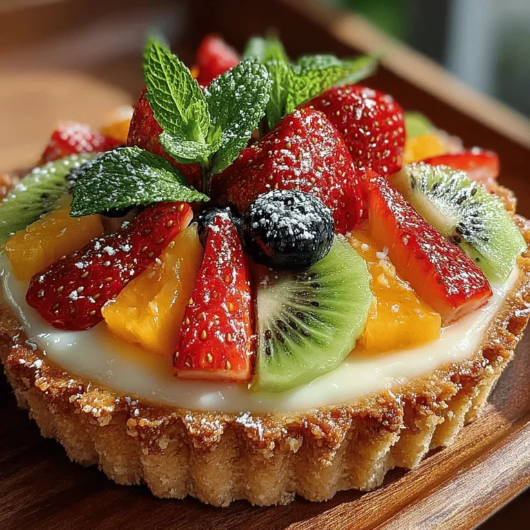 Indulging in a slice of Tropical Paradise Coconut Cream Fruit Tart is like taking a mini-vacation in your mouth, filled with the vibrant flavors of the tropics. This delightful dessert marries the rich and creamy essence of coconut with a buttery tart crust and a colorful medley of fresh fruits. With each bite, you'll experience a burst of tropical flavors that transport you to sun-soaked beaches and lush palm trees. Perfect for summer gatherings, special occasions, or simply as a refreshing treat, this tart is not only a feast for the palate but also for the eyes.