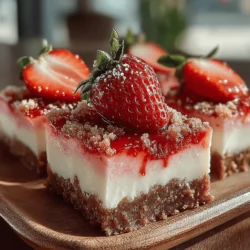 When it comes to desserts that are both delightful and visually appealing, cheesecake bars have surged in popularity, captivating the hearts (and taste buds) of dessert lovers everywhere. These portable, easy-to-serve treats combine the rich, creamy goodness of traditional cheesecake with the convenience and versatility of bars. The Heavenly Strawberry Bliss Cheesecake Bars take this concept to a new level, featuring a luscious cream cheese filling complemented by a vibrant fresh strawberry puree that elevates the flavor profile to heavenly heights.