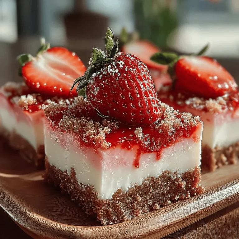 When it comes to desserts that are both delightful and visually appealing, cheesecake bars have surged in popularity, captivating the hearts (and taste buds) of dessert lovers everywhere. These portable, easy-to-serve treats combine the rich, creamy goodness of traditional cheesecake with the convenience and versatility of bars. The Heavenly Strawberry Bliss Cheesecake Bars take this concept to a new level, featuring a luscious cream cheese filling complemented by a vibrant fresh strawberry puree that elevates the flavor profile to heavenly heights.