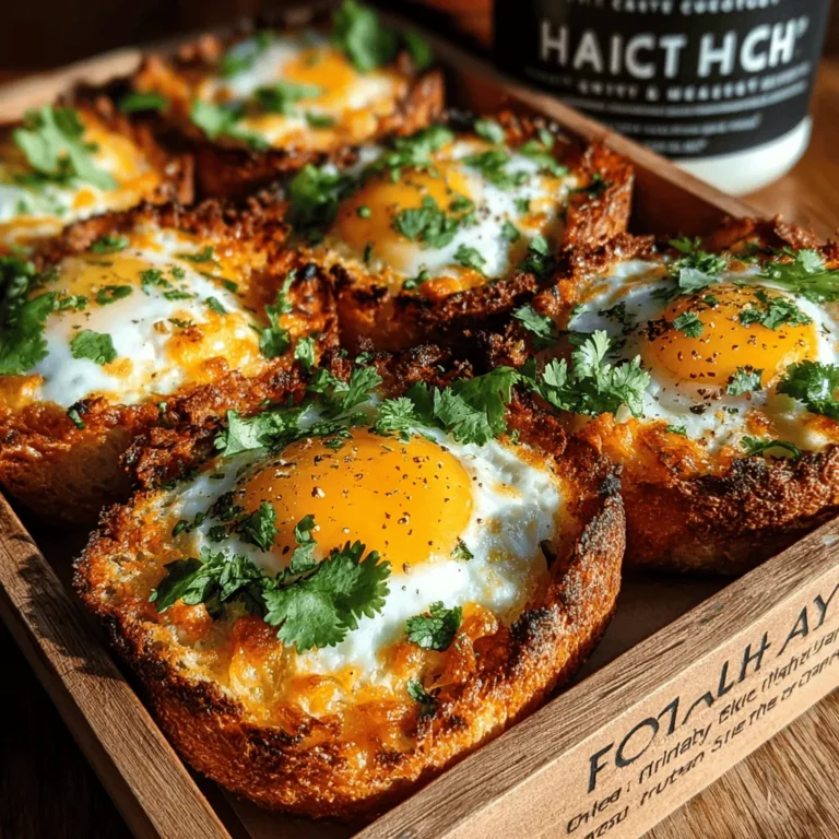 Filling the bread cups with the egg mixture is a critical step in ensuring that your Hatch Chili Cheesy Egg Toast Cups turn out perfectly. To avoid overflow during baking, it’s essential to fill each cup to the right level. A good guideline is to fill each bread cup about three-quarters full. This allows enough room for the eggs to rise without spilling over the edges.