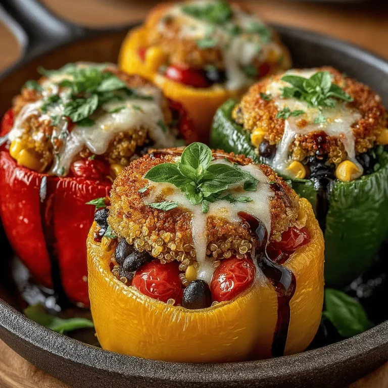 Stuffed peppers are a delightful and visually appealing dish that combines the vibrant colors of bell peppers with a savory filling, making them a popular choice for both casual weeknight dinners and festive gatherings. The Stuffed Balsamic Vinaigrette Peppers recipe takes this classic dish to a new level by incorporating a tangy balsamic vinaigrette, which enhances the overall flavor profile while also providing a refreshing twist. This dish is perfect for anyone looking to enjoy a healthy and satisfying meal, packed with nutritious ingredients that are not only delicious but also versatile.