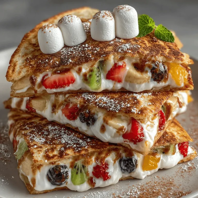 Fruity Fiesta Pizza Quesadillas are an exciting culinary creation that combines the comforting appeal of traditional quesadillas with the vibrant, refreshing flavors of fresh fruits. This innovative recipe offers a delightful twist on a classic dish, making it perfect for various occasions—whether you need a quick snack, a whimsical dessert, or a standout addition to a brunch spread. With a creamy filling, colorful layers of fruit, and a crispy exterior, these quesadillas are bound to become a hit with both children and adults alike.