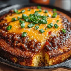 The magic of Turkey Chili with Cornbread Crust lies in its balanced flavors and textures. The chili itself is a savory delight, rich with spices, tender vegetables, and lean turkey, while the cornbread crust provides a soft, sweet, and slightly crumbly topping. Together, they create a dish that is as visually appealing as it is delicious. The interplay between the robust flavors of the chili and the comforting sweetness of the cornbread makes each bite an experience to savor.