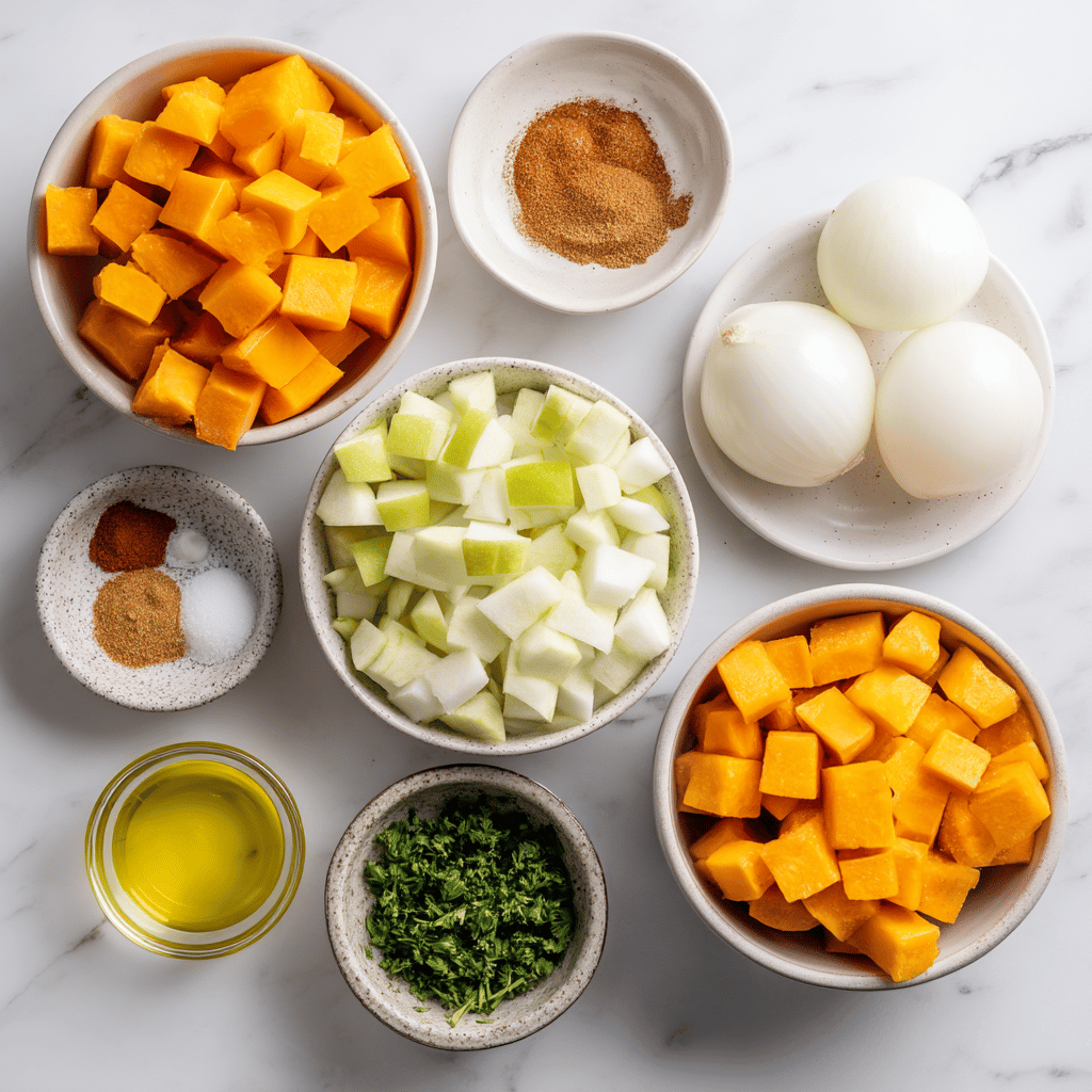 Ingredients for Skillet Pumpkin Apple Hash: Spiced Up for a Cozy Autumn Breakfast