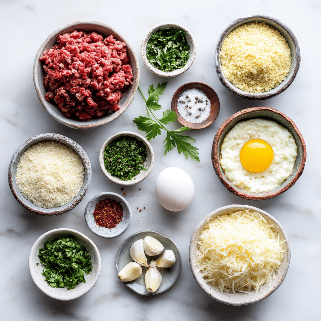 Ingredients for Ultimate Cheesy Skillet Meatball Bake for Family Comfort